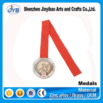 2017 cheap design custom production metal award medal with custom ribbon